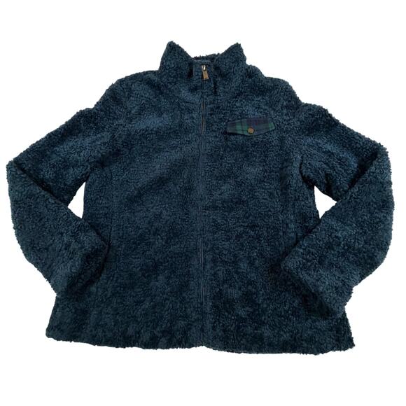 Pendleton Fuzzy Zip Jacket Shearling Fleece Sherpa Dark Blue Women’s Sz L - Picture 1 of 7